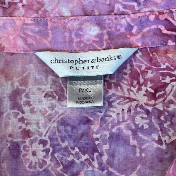 Christopher & Banks Women's Short Sleeve Button Up Top-Blouse Pink XL Petite - Picture 5 of 10
